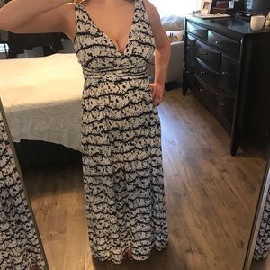 Blue and white maxi dress